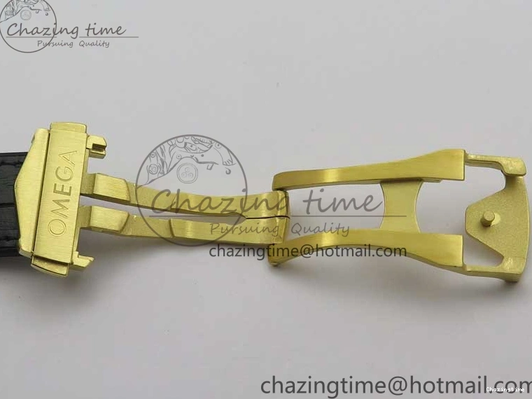 0318 HighQuality Constellation 131.33.41.21.03.001 YG TW Best Edition Black Dial On Gummy Strap A 7871